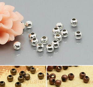 100x Metall Perlen Spacer Zwischenperle Kugel für Schmuck DIY Farbwahl 3mm