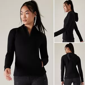 NWT Athleta Altitude Polartec® Hoodie Sweatshirt Plus 3X 24W 26W Black 1/4 Zip - Picture 1 of 15
