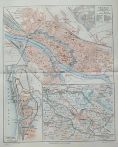 Stadtplan von Bremen, Maßstab 1:20000, Meyer um 1897 - Picture 1 of 2