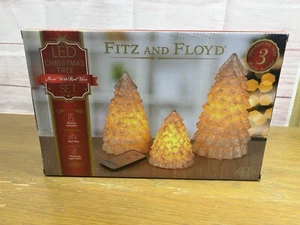 Fitz And Floyd Christmas Tree Candle Set of 3 LED New Open Box Real Wax Remote - Picture 1 of 12