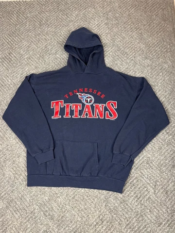 Vintage Tennessee Titans Hoodie Mens Large Sweatshirt Blue Pullover Adult Cover