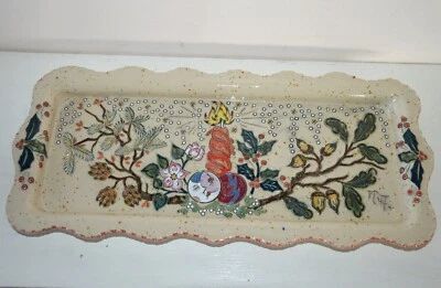 Ancien plat à cake gâteau en grès d'Alsace GRAESSEL Noël SOUFFLENHEIM - Photo 1/4