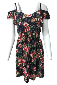 Womens Cold Shoulder Jersey Dress Sleeveless Elastic Waist Size S/M-DR821 - Picture 1 of 5