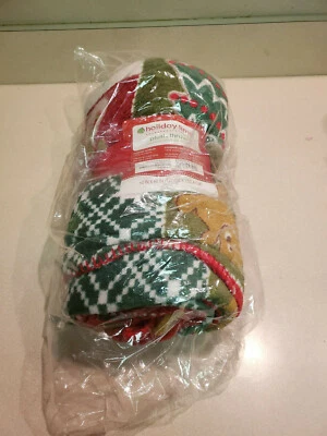 Holiday Time 50" x 60" Patchwork Holiday Polyester Plush Throw (NEW) - Image 1 of 4