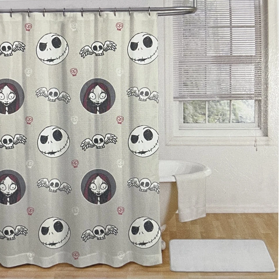 Disney Pesadilla antes de Navidad cortina de ducha 72”x72” Halloween Jack Sal Foto 1 de 4