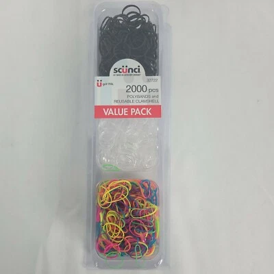 Almeja elástica y reutilizable Scunci Polybands, colores surtidos, 2.000 piezas Foto 1 de 4
