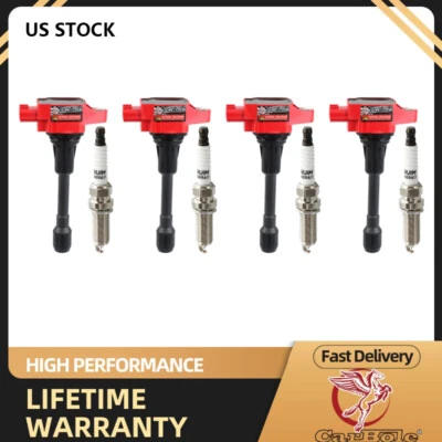 4X IRIDIUM Spark Plug and Ignition Coil New For Nissan Altima Sentra Rogue Versa - Image 1 of 4