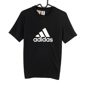 Adidas Climalite Youth Boys Black Logo Crew Neck T Shirt Size 11 - 12 Years - Picture 1 of 9