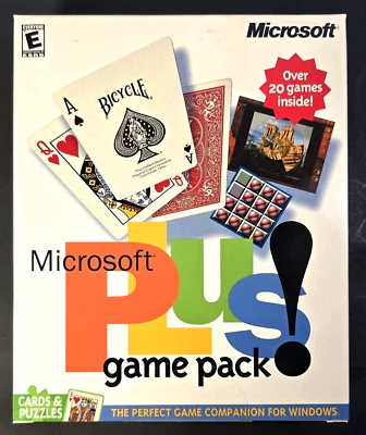 MIcrosoft Plus! Game Pack Cards & Puzzles (PC, 2000) Big Box, Sealed NOS - Image 1 of 4