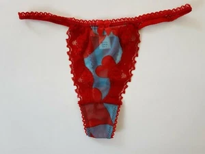 Shirley of Hollywood Sizes S L Red Sheer Heart Thong Valentine Lingerie Knickers - Picture 1 of 9
