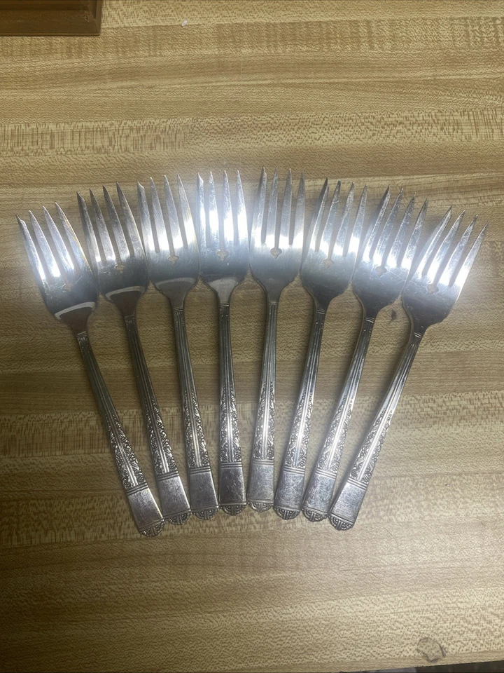 Juego de 8 tenedores de ensalada cubiertos Royal York Tudor Plateados Foto 1 de 4