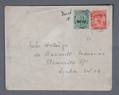 MayfairStamps St Kitts 1918 年叠印战争税到伦敦英格兰封面 aau_82949 — 第 1/2 张图片