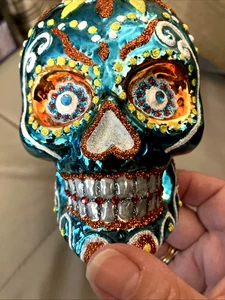 Christopher Radko Spooky La Calavera Skull Ornament Halloween  New With Tags - Picture 1 of 10