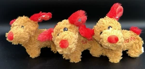 Lot of 3 Greenbrier International Plush Dachshund Dogs 7" Brown Red Hearts Hug - Picture 1 of 8