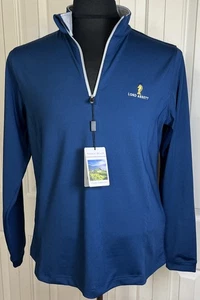 Pebble Beach Woman’s Quarter Zip Lord Abbott Golf Pullover Blue Med NWT - Picture 1 of 6