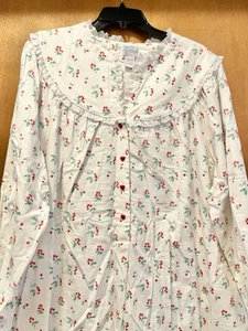 Lanz of Salzburg Nightgown XL Cherries Grannycore NWT Cherry Long Flannel Cotton - Picture 1 of 5