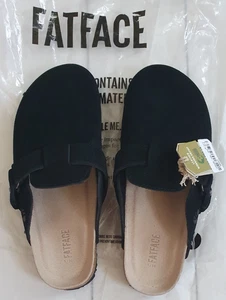 BRAND NEW *GORGEOUS* FATFACE BLACK SUEDE MULES CLOGS, UK5, EU38 - Picture 1 of 14
