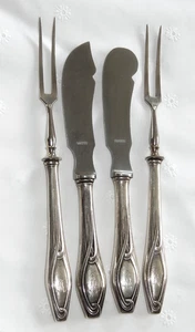 Jugendstil 4 Teile Vorlegebesteck Silber 800 W. Schwechten Berlin - Picture 1 of 7