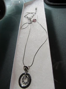 Swarovski Silber Kreis Anhänger Halskette 16 Zoll - Bild 1 von 2