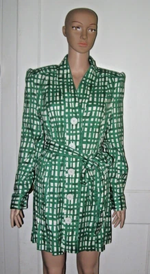 Chaqueta con cinturón CABI Circuit para mujer verde y blanco 6025 mezcla de lino talla M nueva con etiquetas Foto 1 de 4