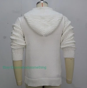 Hombres Cárdigan Tejido Chaqueta Ajustada Manga Larga Informal Suéter Abrigo Sudadera con Capucha - Imagen 1 de 11