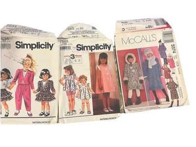 3 Vintage kids sewing patterns common size 5 and 6 uncut feminine 90s and 2001 - Image 1 of 4