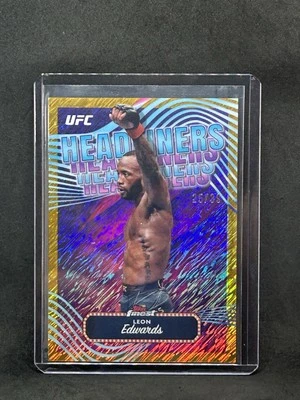 2024 UFC Topps Finest Leon Edwards Headliners HDL-4 gold shimmer /39 B6 - Image 1 of 2