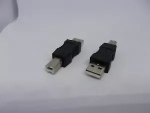 2 x Pack Lot USB Type A Male to B Male Printer Port Cable Converter Adapter Plug - Picture 1 of 12