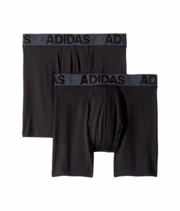 New $49 Adidas Boys Black Stretch Mid-Rise 2-Pair Boxer Briefs Underwear Pants L - Picture 1 of 1