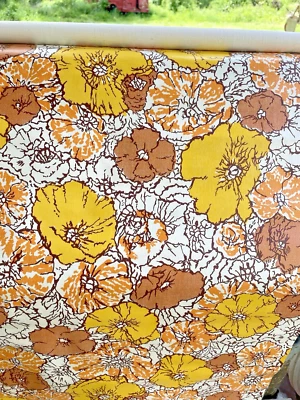Papel pintado vintage 70" naranja amarillo marrón flores 69" x 24" Foto 1 de 4