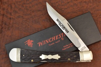 CUCHILLO TRAMPERO BANANA JUMBO HUESO MARCA REGISTRADA WINCHESTER HECHO EN EE. UU. (22872 Foto 1 de 4