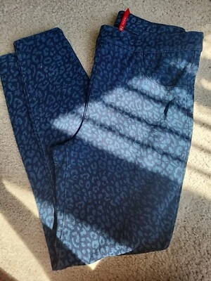 Spanx Jean-ish Jegging Legging Jean Pants Black Blue Leopard Women's Size Large  - Image 1 of 2