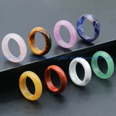Mens Womens Natural Genuine Real Multicolor Gemstone Band Ring Size 18-19mm AAA - image 1 of 3