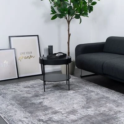 Teppich Wohnzimmer Kurzflor modern designer Teppich grau silver vintage ornament - Bild 1 von 4