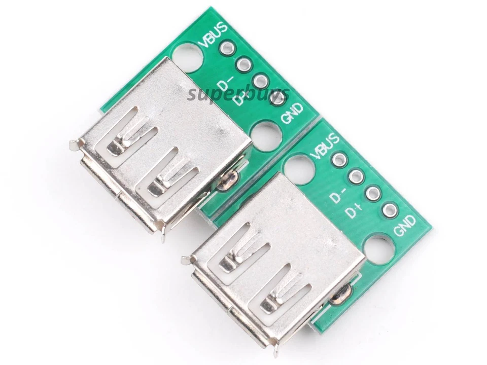 2pcs USB Female Type A to DIP 2.54mm Adapter Converter PCB Board For Arduino - Image 1 of 4