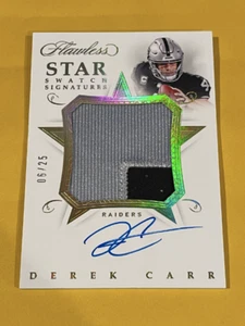 2018 Panini Flawless Derek Carr Star Swatch Signatures Jersey Patch Auto /25 - Picture 1 of 2