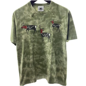 WILD WEST Alaskan Art Green L T-Shirt 100% Baumwolle Vintage Made in USA Tie dye - Bild 1 von 5