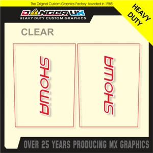MOTOCROSS MX 85cc UPPER FORK GRAPHICS DECALS CLEAR SHOWA - Picture 1 of 1