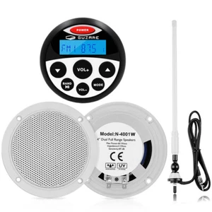 Marine Audio Radio Bluetooth Stereo Receiver and Boat 4'' Speakers and Aerial - Picture 1 of 14