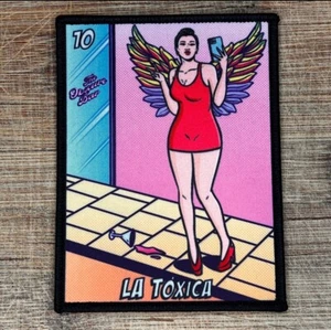 La Toxica Loteria Party Girl Taking A Selfie Iron On Patch 4x3 Inches - Picture 1 of 5
