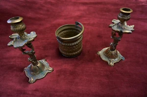 3 tlg alter Kerzenständer Kerzenleuchter Kerzenhalter Topf m.Henkel Farbe Kupfer - Bild 1 von 1