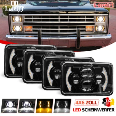 E-geprüft 4x6 Zoll LED Scheinwerfer DRL Hi/Lo für GMC G20 Vandura G10 G30 79-92 - Bild 1 von 4