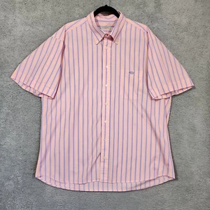 Burberry London Short Sleeve Button Down Dress Shirt Men's Pink Striped Size XL - Picture 1 of 8