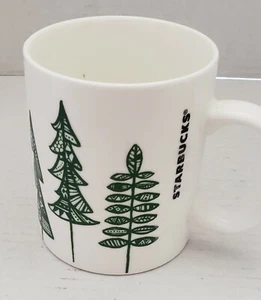 Starbucks Coffee Mug Cup 2015 Christmas Holiday 12 oz Pine Trees Green White - Picture 1 of 5