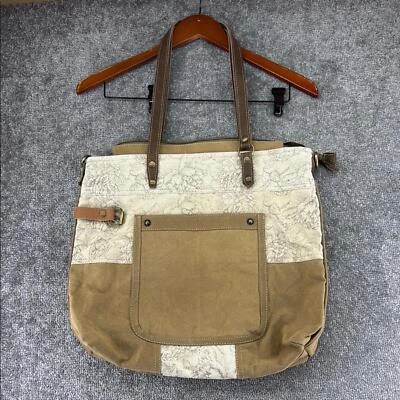 Briar Floral Tote Bag Purse Satchel Shoulder Brown White Farmhouse - Image 1 of 4