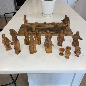 The Last Supper Hand Carved Wooden Sculpture 20" - Picture 1 of 17