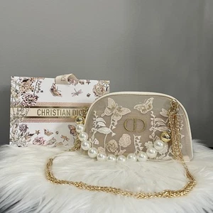 DIOR Mother Day Makeup Mesh Bag w Chain -Purse Clutch Crossbody Shoulder Bag NEW - Picture 1 of 10