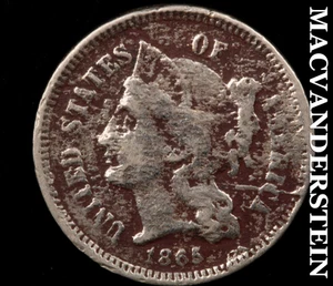 1865 Three Cent Nickel - Scarce Better Date No Reserve #D2302 - Picture 1 of 2
