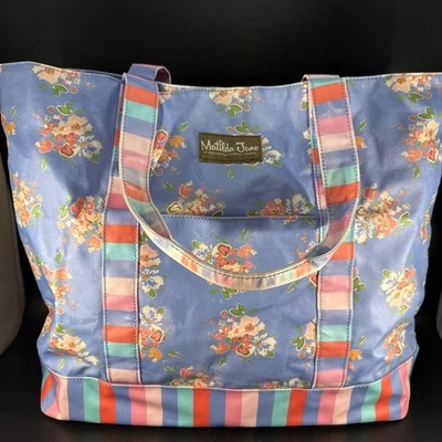 Bolso de Mano Matilda Jane We Made It Azul Floral Con Rayas Limpiar Tienda/Playa Bolso Foto 1 de 4