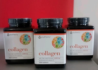 (3 Units) Youtheory Adv Collagen - 6,000 mg Collagen with Vitamin C -290 Tablets - Image 1 of 4